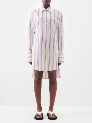 Loewe - Striped Cotton-blend Seersucker Shirt Dress - Womens - Yellow Blue