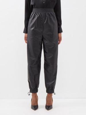 Loewe - Tapered Leather Trousers - Womens - Black