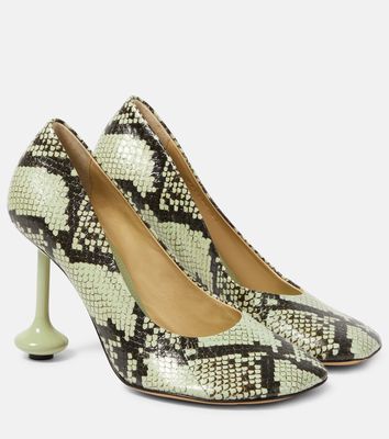 Loewe Toy snake-effect leather pumps