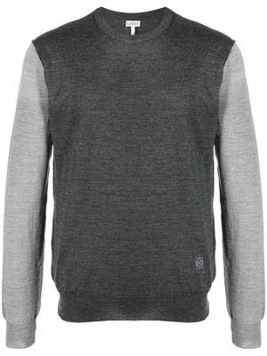 LOEWE two-tone fine-knit wool jumper - Grey