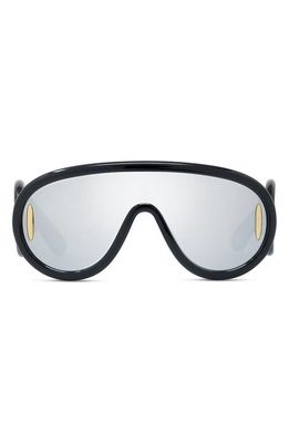 Loewe x Paula's Ibiza 56mm Mask Sunglasses in Shiny Black /Smoke Mirror