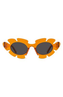 Loewe x Paula's Ibiza Flower 47mm Small Cat Eye Sunglasses in Shiny Orange /Smoke