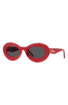 Loewe x Paula's Ibiza Small 50mm Oval Sunglasses in Shiny Red /Smoke