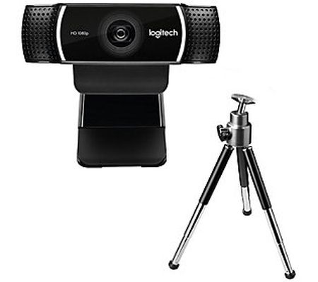 Logitech C922 Pro Stream Webcam with Tripod and Mounting Clip