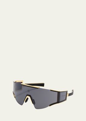 Logo Acetate & Titanium Shield Sunglasses