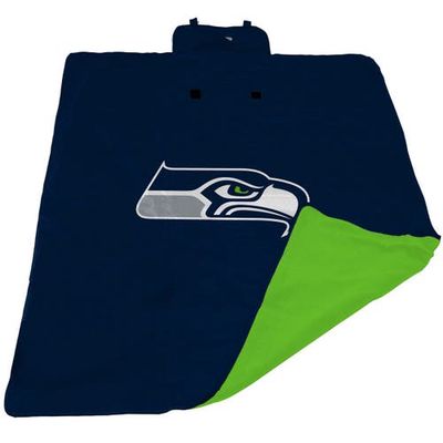 LOGO BRANDS College Navy Seattle Seahawks 60'' x 80'' All-Weather XL Outdoor Blanket