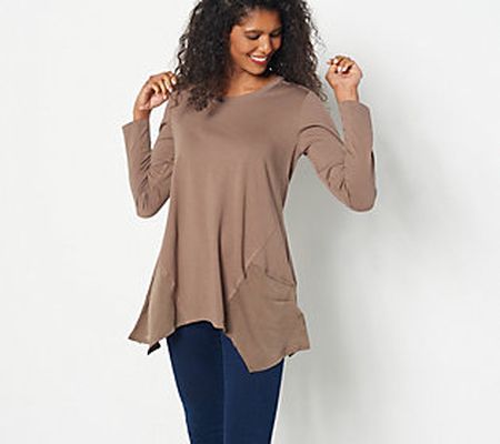 LOGO by Lori Goldstein Cotton Modal Top with Charmeuse Hem