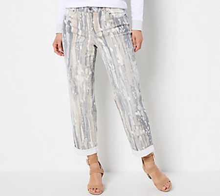 LOGO by Lori Goldstein Petite Printed Boyfriend Jeans