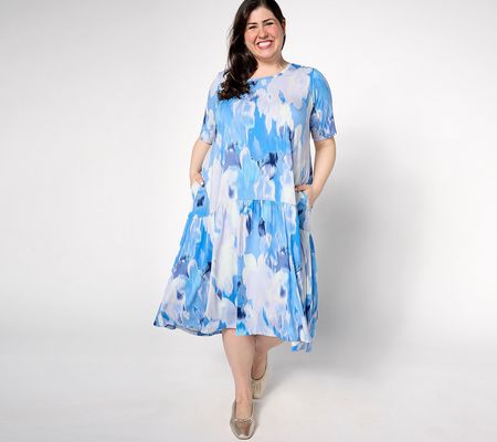 LOGO by Lori Goldstein Rayon 230 Reg High-Low Peplum Dress