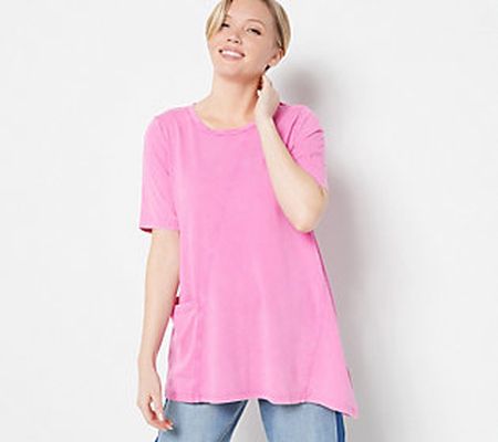 LOGO by Lori Goldstein Sun Faded Cotton Slub Asymmetric Top