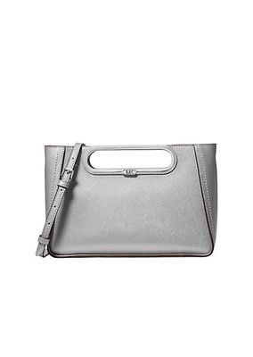 Logo-Detailed Metallic Leather Convertible Crossbody Bag