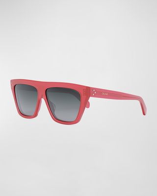 Logo Flat-Top Square Acetate Sunglasses