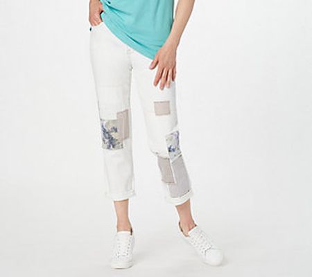 LOGO Lavish by Lori Goldstein Petite Alabaster Boyfriend Jeans