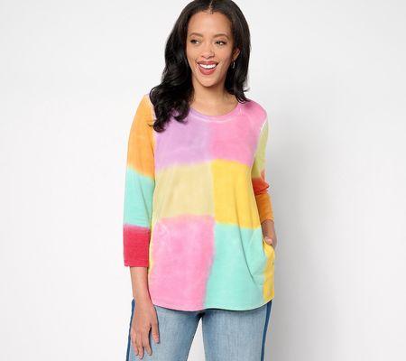 LOGO Life by Lori Goldstein 3/4 Sleeve Tie Dye Top