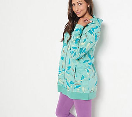 LOGO Lounge by Lori Goldstein Printed Zip Front Hoodie