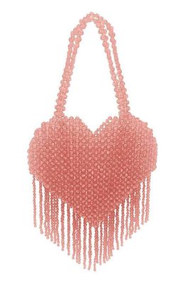 Lola & the Boys Beaded Fringe Love Purse in Pink