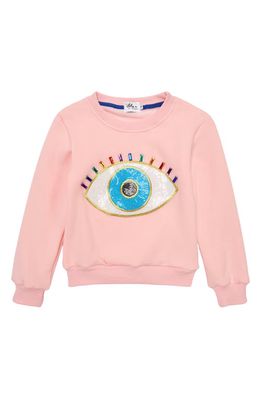 Lola & the Boys Evil Eye Sequin Sweatshirt in Peach