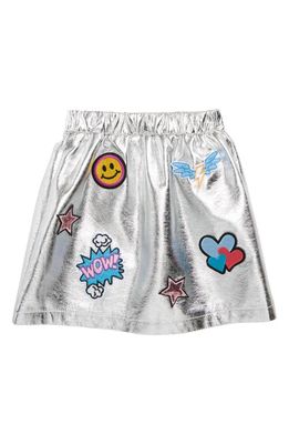 Lola & the Boys Kids' Embellished Metallic Faux Leather Skirt in Silver