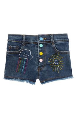 Lola & the Boys Kids' Embroidered Rainbow Denim Shorts
