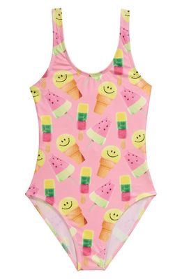 Lola & the Boys Kids' Happy Cones One-Piece Swimsuit in Pink