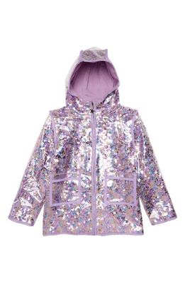 Lola & the Boys Kids' Sequin Magic Rain Jacket in Purple