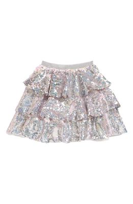 Lola & the Boys Kids' Sequin Tiered Skirt in Silver