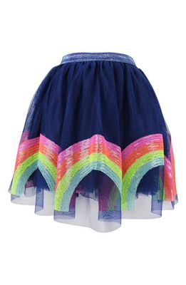 Lola & the Boys Rainbow Sequin Tutu Skirt in Navy Blue