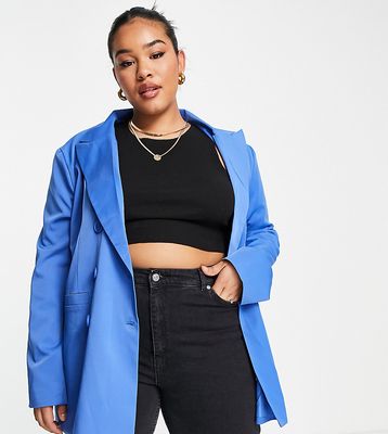 Lola May Plus double breasted blazer in cobalt blue