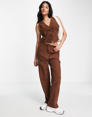 Lola May tailored pants in chocolate brown - part of a set