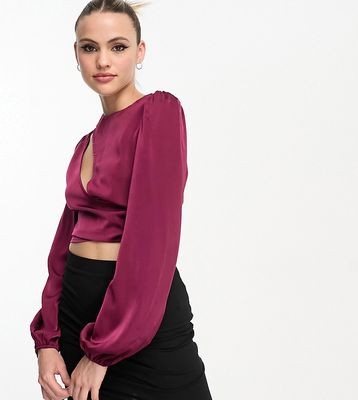 Lola May Tall cut out front crop top in purple