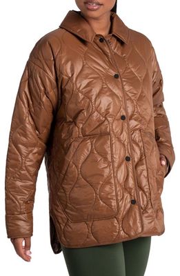 Lole The Quilted Water Repellent Nylon Shacket in Black Walnut