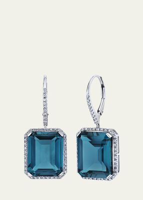 London Blue Topaz and Diamond Portrait Earrings