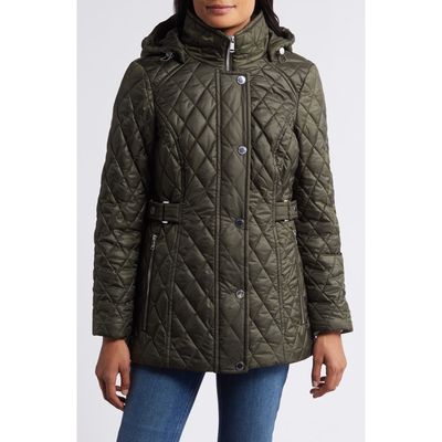 London Fog Quilted Water Resistant Jacket in Olive 