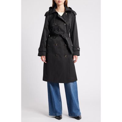 London Fog Water Resistant Belted Trench Coat in Black 