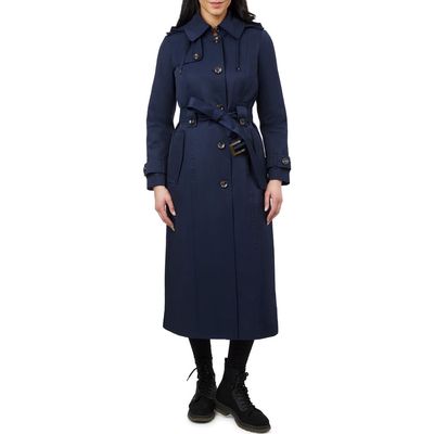 London Fog Water Resistant Belted Trench Coat in Midnight Navy 