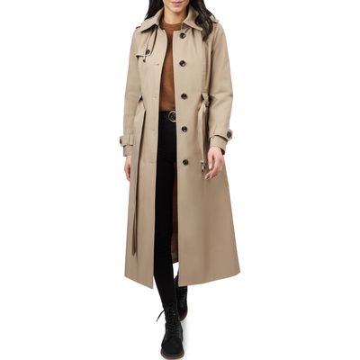 London Fog Water Resistant Belted Trench Coat in Stone 