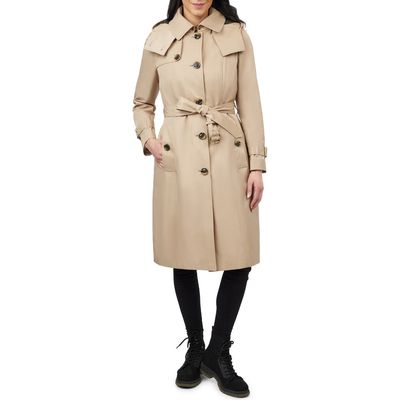 London Fog Water Resistant Belted Trench Coat with Removable Liner in Stone 