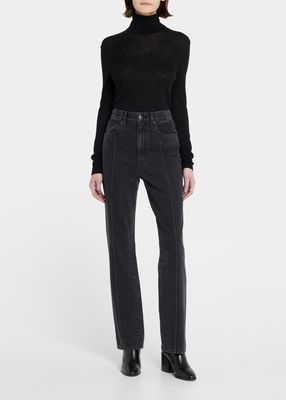 London High Rise Straight Pintuck Jeans