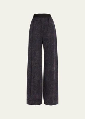 London Logo Banded Wide-Leg Wool Pants