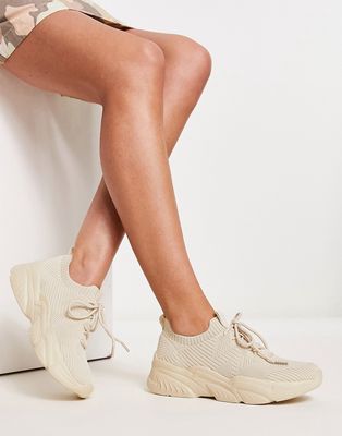 London Rebel chunky knit sneakers in beige-Neutral