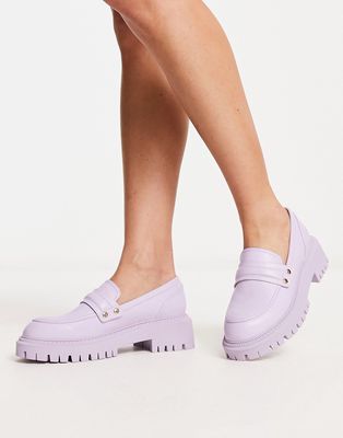 London Rebel chunky loafers in lilac-Purple