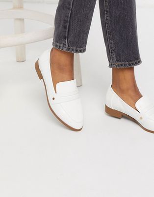 London Rebel flat loafers in white croc