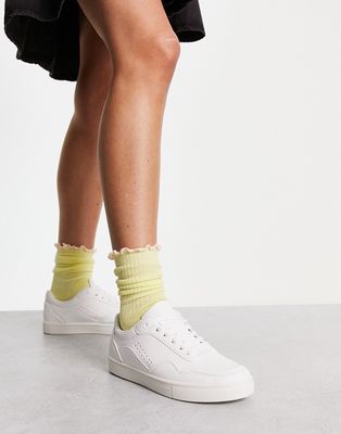 London Rebel paneled lace up sneakers in white