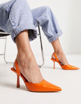 London Rebel slingback heeled shoes in orange