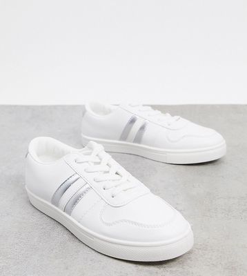 London Rebel wide fit lace up sneakers-White
