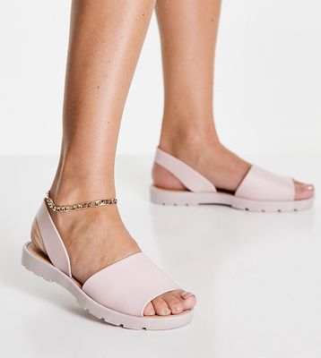 London Rebel wide fit sling back jelly sandals in beige-Neutral
