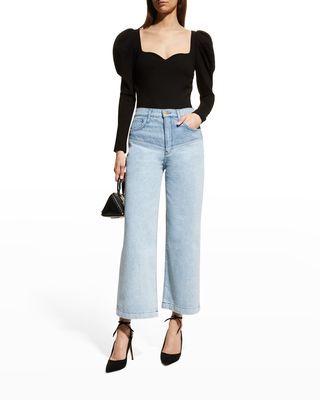 Lone Ranger Two-Toned Cropped Wide-Leg Jeans