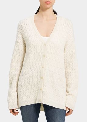 Long Cable-Knit Cashmere Cardigan
