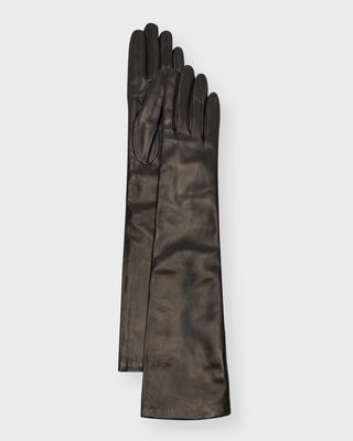 Long Cashmere-Lined Leather Gloves