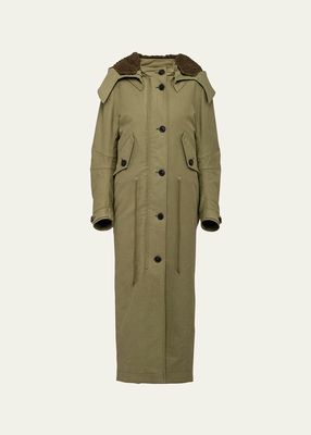 Long Cotton Hooded Coat